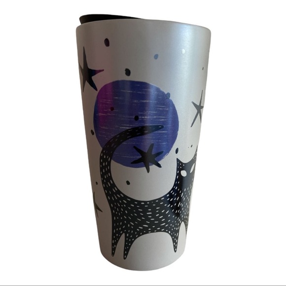 Starbucks Halloween Fall 2020 Ceramic Tumbler 12 oz. Black Cat Moon Stars Cup - Picture 5 of 5